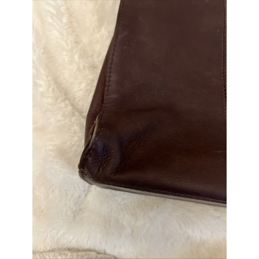 Vntg FRYE  Leather  Bag Purse Brown Side Pocket W Zipper Hobo Shoulder Rectangle